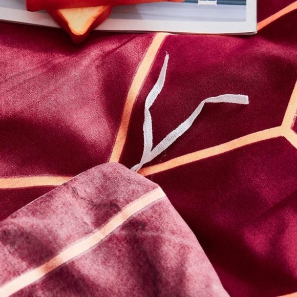 ✧Geometric Diamond Line Duvet Cover Set with Shams - Picture 5 of 6